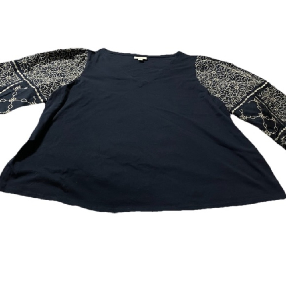 J. Jill Boxy Blue and White Blouse Relaxed Fit